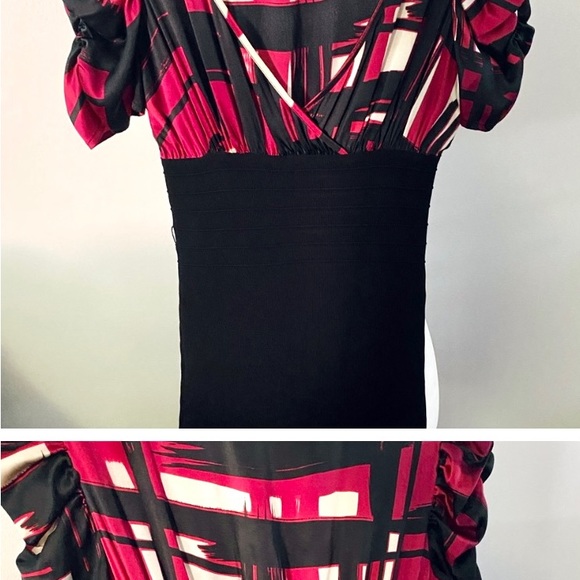 Sexy, classy, BeBe bodycon dress with ruffle cap sleeves & ruffle bottom. - Picture 4 of 5